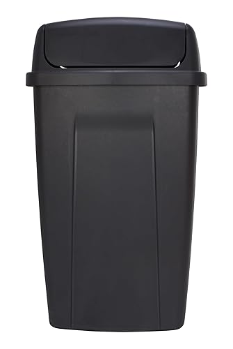 13 Gallon Trash Can, Plastic Swing Top Kitchen Garbage Trash Can, Black - Image 2